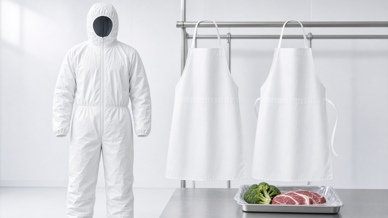 Ropa de protección desechable para el procesamiento de alimentos para una higiene controlada